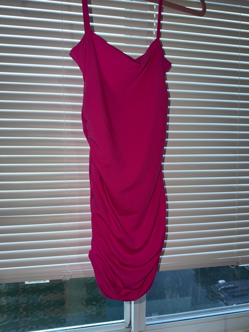 SHEIN Hot Pink Cowl-Neck Mini Slip Dress